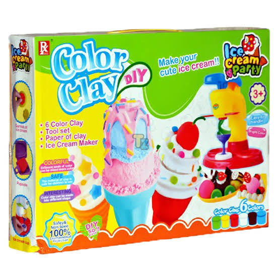 DIY Color Clay Ice Cream Party Set – 6 Colors Clay with Ice Cream Maker & Tools for Kids | Ahmad Toys