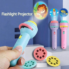 2-in-1 Kids Projector Flashlight Toy – 3 Slides with 24 Images | Educational Story Torch for Children