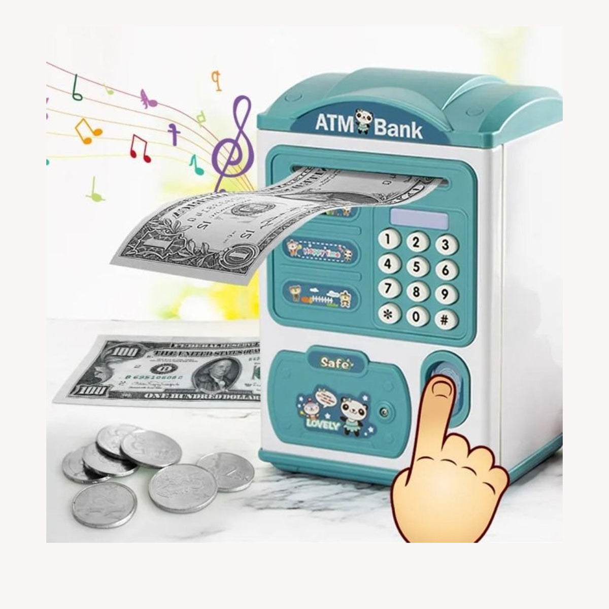 Mini ATM Piggy Bank for Kids – Password Protected | Automatic Cash Insertion & Coin Slot