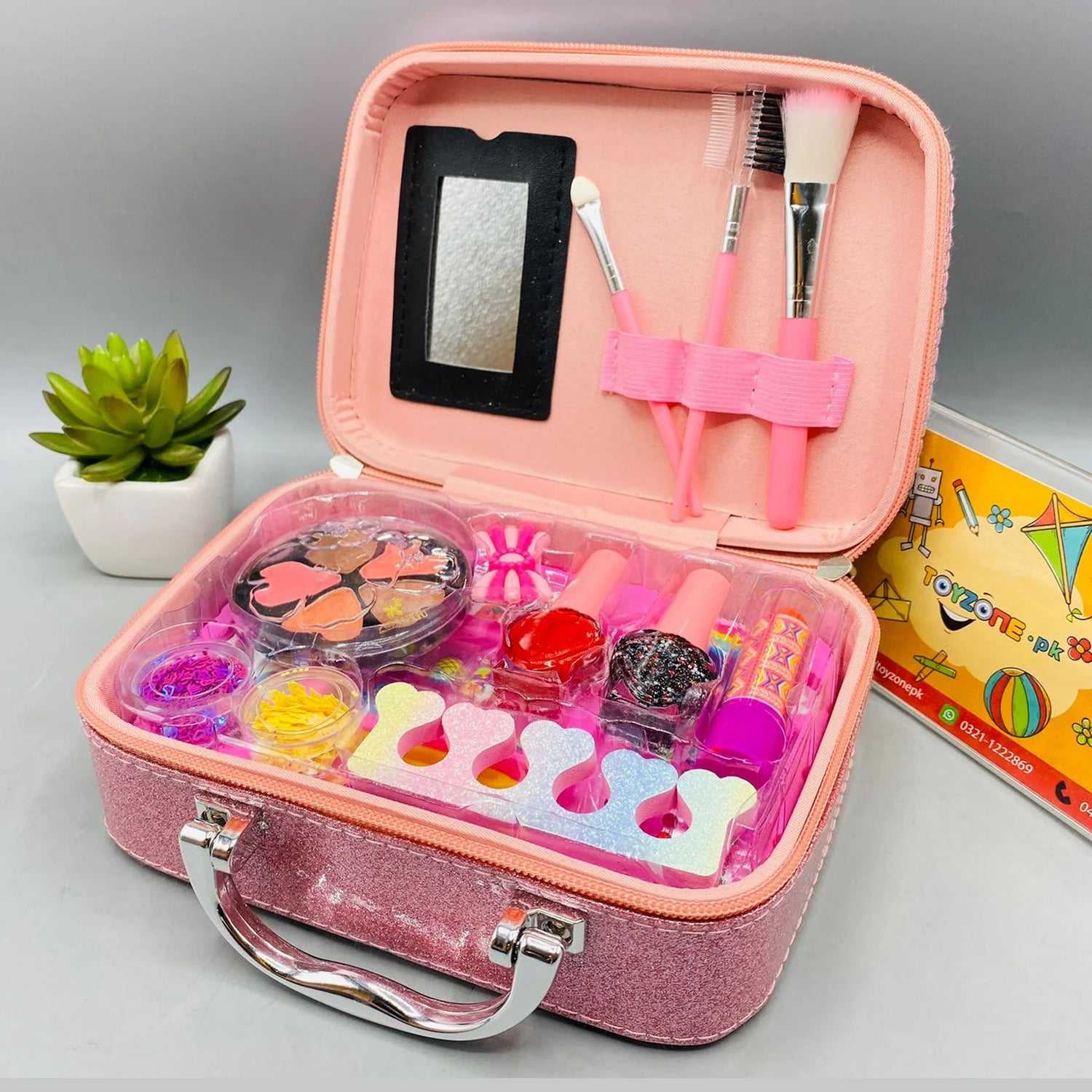 2-in-1 Mermaid Makeup & Jewelry Kit for Girls – Pink Glitter Beauty Box (Age 3+)