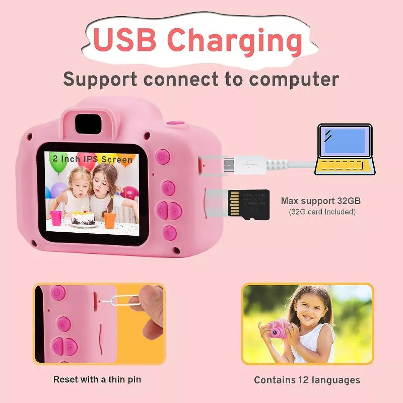 Kids Digital Camera with, Rechargeable Mini Camera for Children with Lanyard