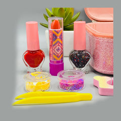 2-in-1 Mermaid Makeup & Jewelry Kit for Girls – Pink Glitter Beauty Box (Age 3+)