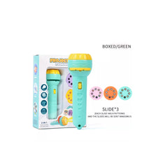 2-in-1 Kids Projector Flashlight Toy – 3 Slides with 24 Images | Educational Story Torch for Children