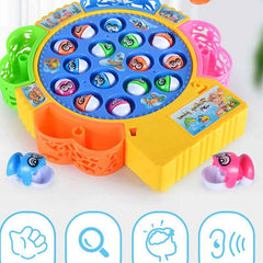 Electric Music Fishing Game – 15 Fish, 4 Rods, Musical Rotating Board for Kids | Fun Family Catch Game – Ahmad Toys