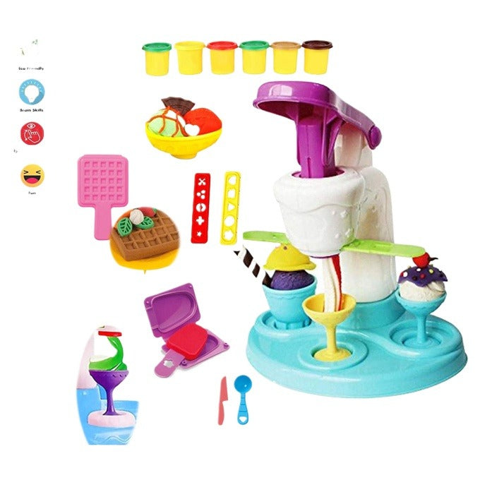 DIY Color Clay Ice Cream Party Set – 6 Colors Clay with Ice Cream Maker & Tools for Kids | Ahmad Toys