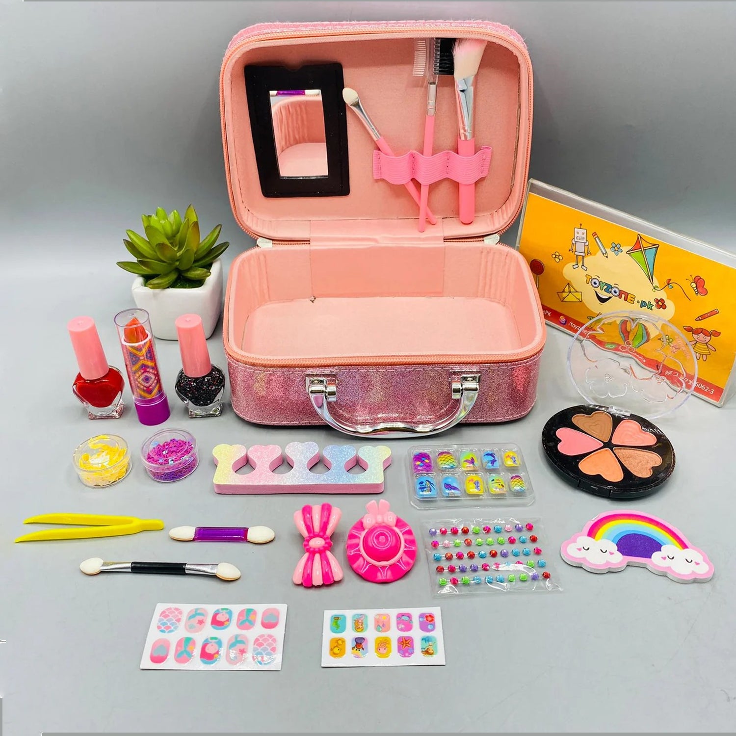 2-in-1 Mermaid Makeup & Jewelry Kit for Girls – Pink Glitter Beauty Box (Age 3+)
