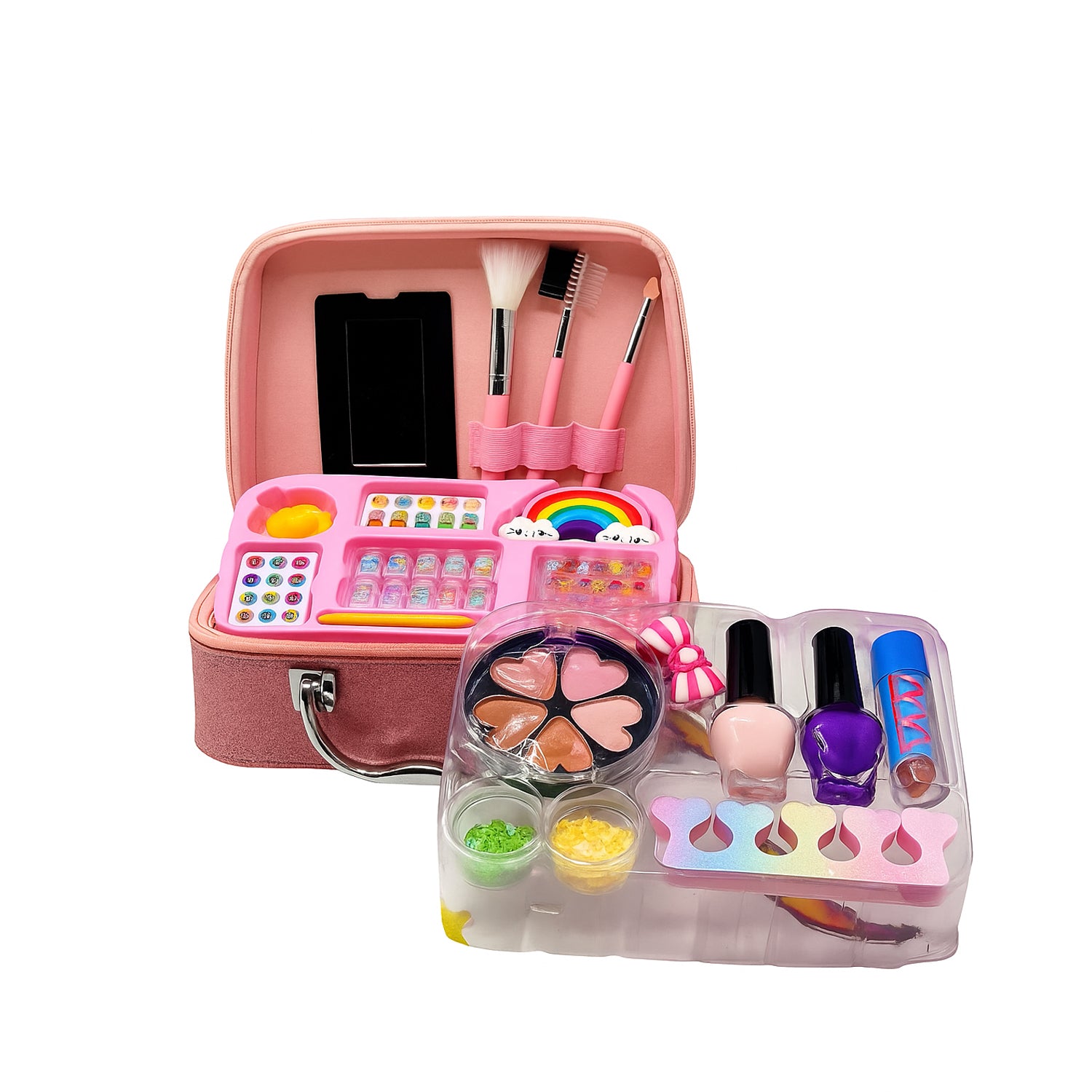2-in-1 Mermaid Makeup & Jewelry Kit for Girls – Pink Glitter Beauty Box (Age 3+)