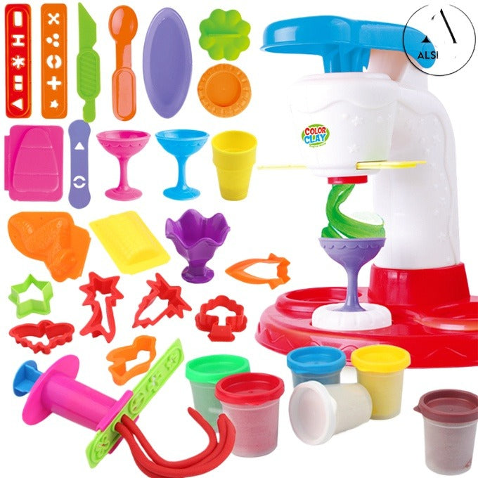 DIY Color Clay Ice Cream Party Set – 6 Colors Clay with Ice Cream Maker & Tools for Kids | Ahmad Toys