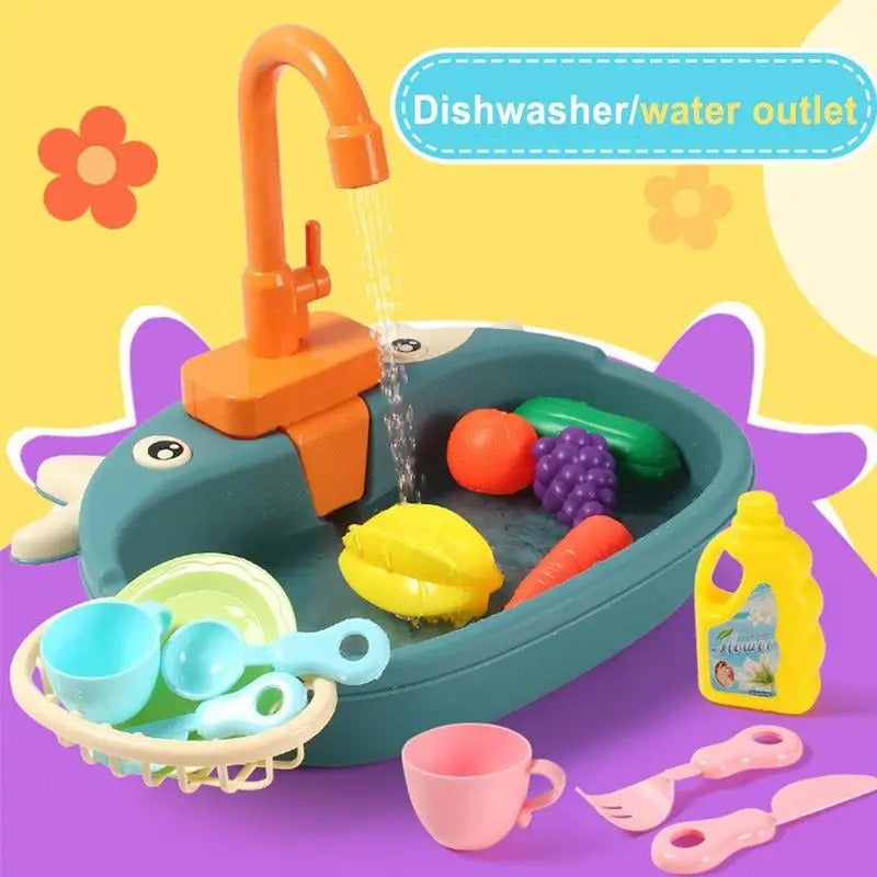 Kids Kitchen Sink Toy with Real Running Water – Educational Pretend Play Set for Toddlers (Ages 2–6)
