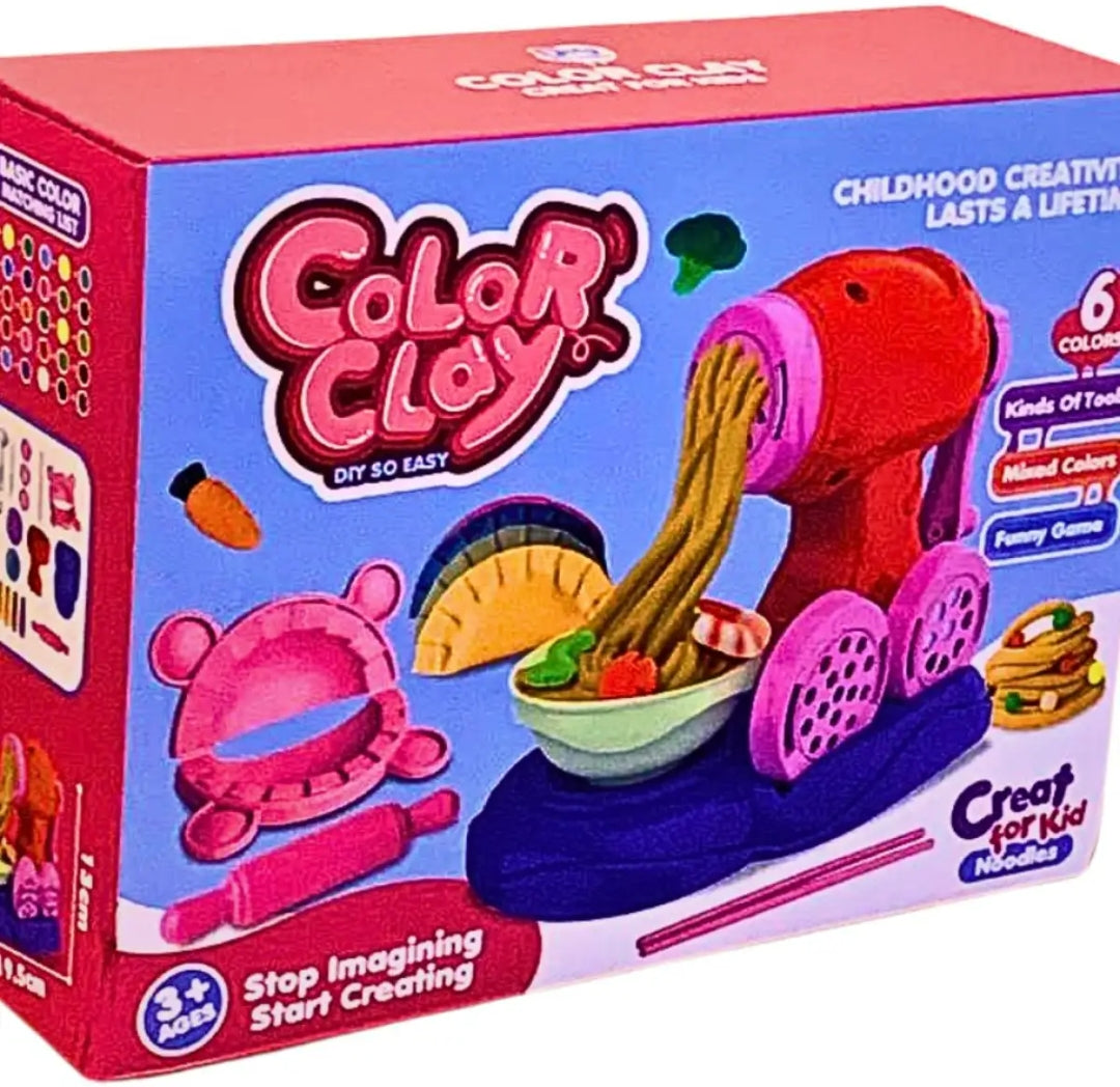 Color Clay DIY Noodle Maker Playset – Creative Clay Toy Kit for Kids (6 Colors, Age 3+)
